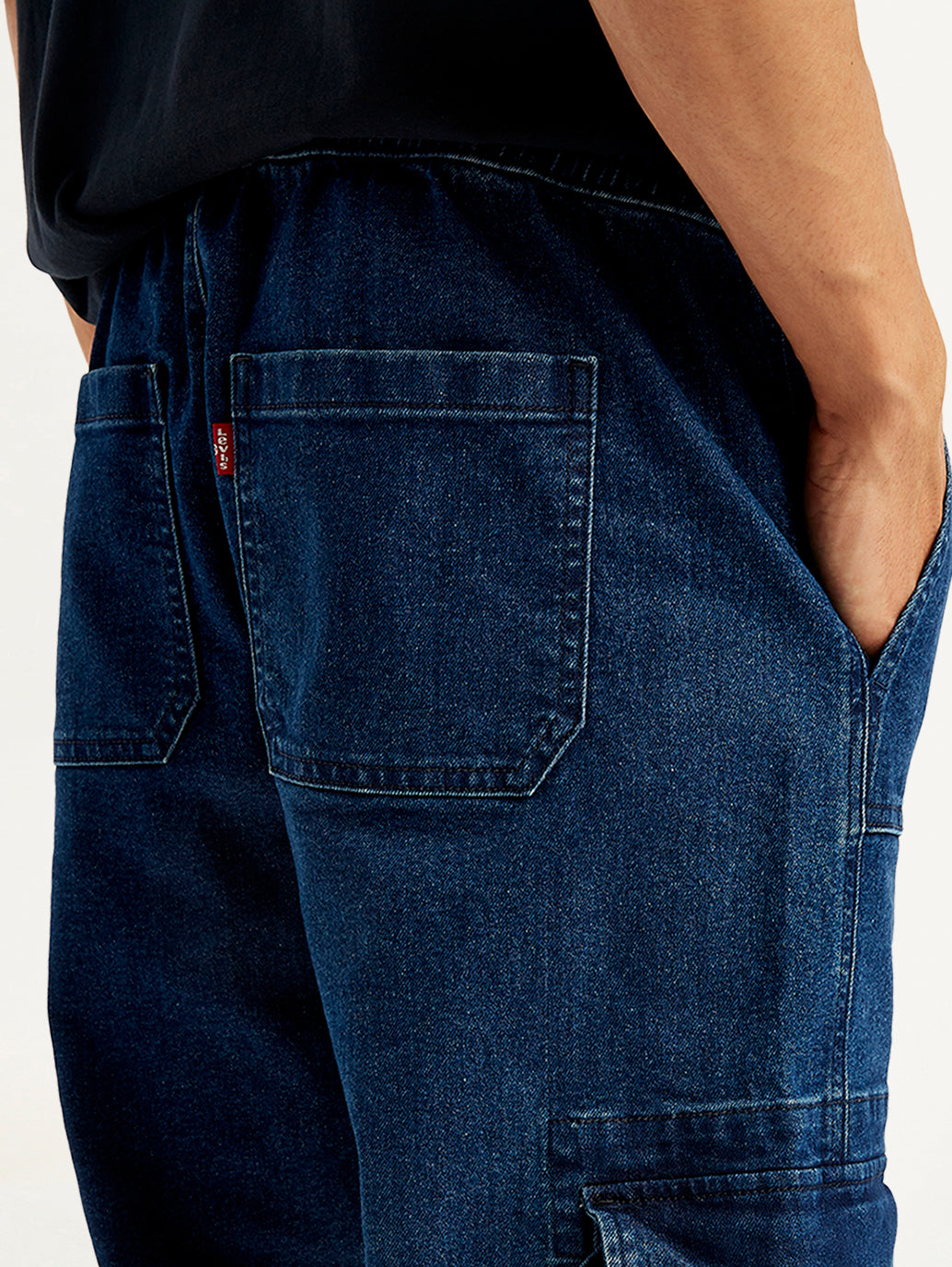 Men's Indigo Tapered Cargo Trousers - 1a93ca30-92a0-44ce-b1aa-5ececdab6639 View