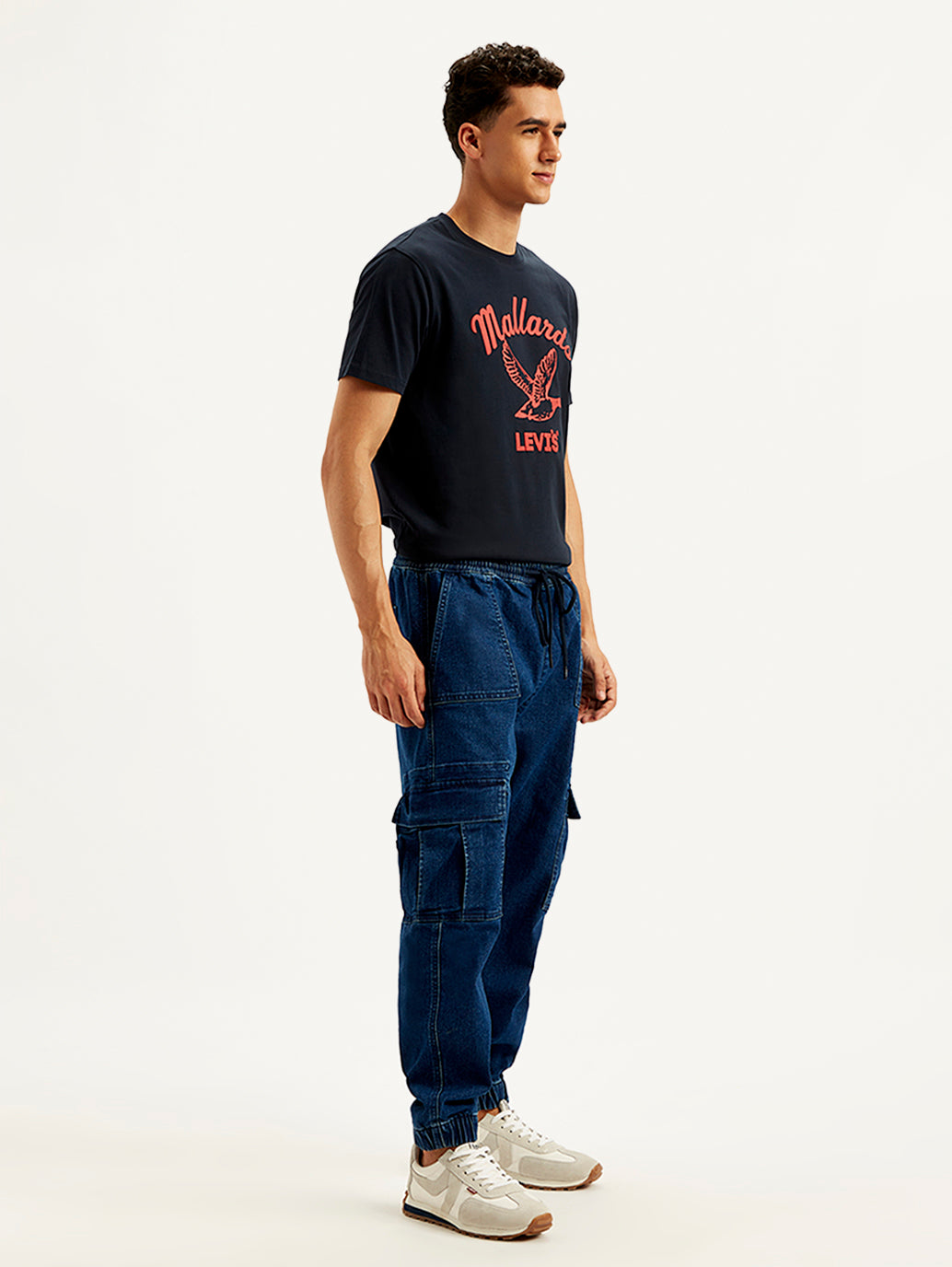 Men's Indigo Tapered Cargo Trousers - ebd450c2-8569-4dee-a7d9-0b7419ff3901 View
