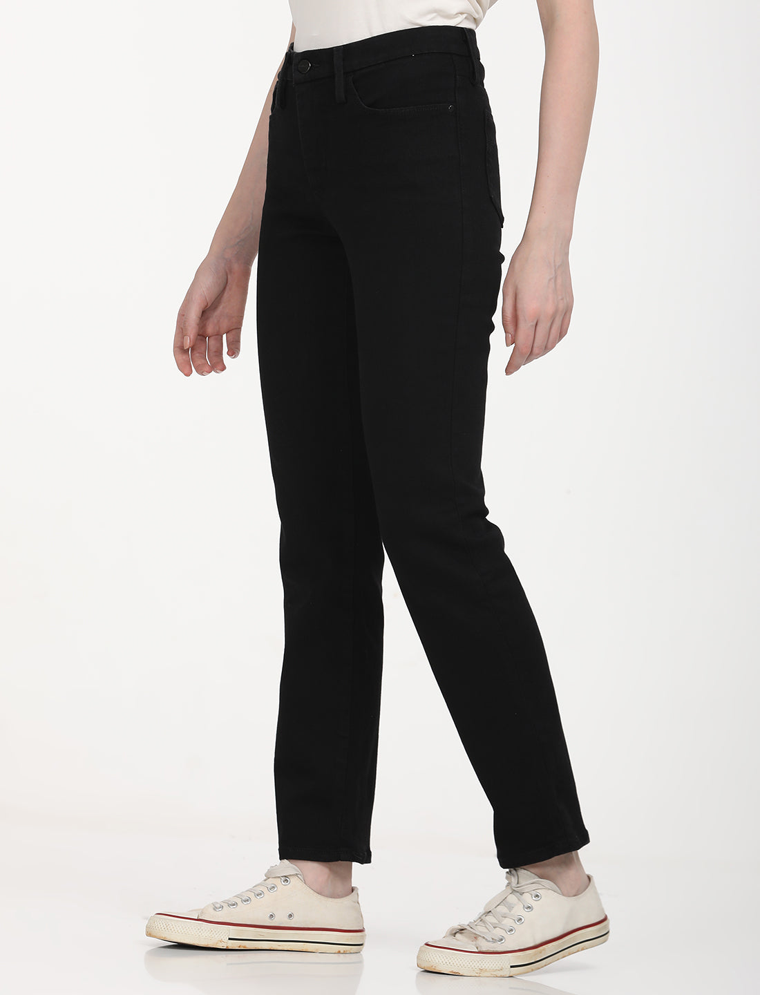 Women's Redloop 314 Black Straight Fit Mid Rise Jeans