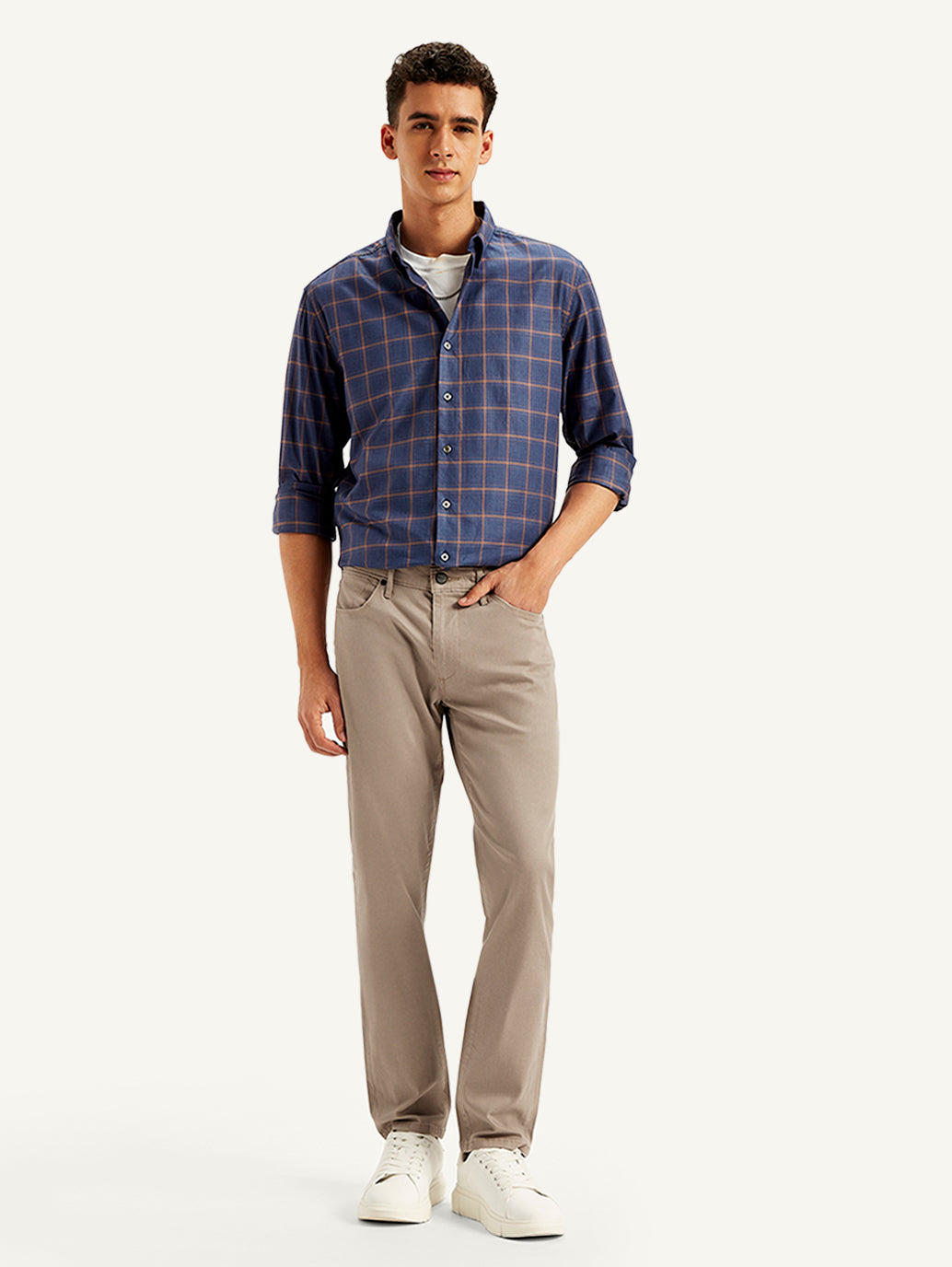 Men's Redloop 511 Light Brown Slim Fit Mid Rise Jeans - Styleshot View