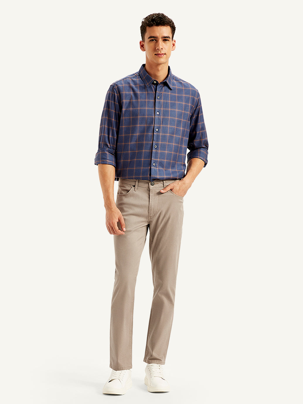 Men's Redloop 511 Light Brown Slim Fit Mid Rise Jeans - Front View