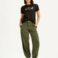 Women's Green Baggy Dad Fit Mid Rise Jeans - Styleshot View