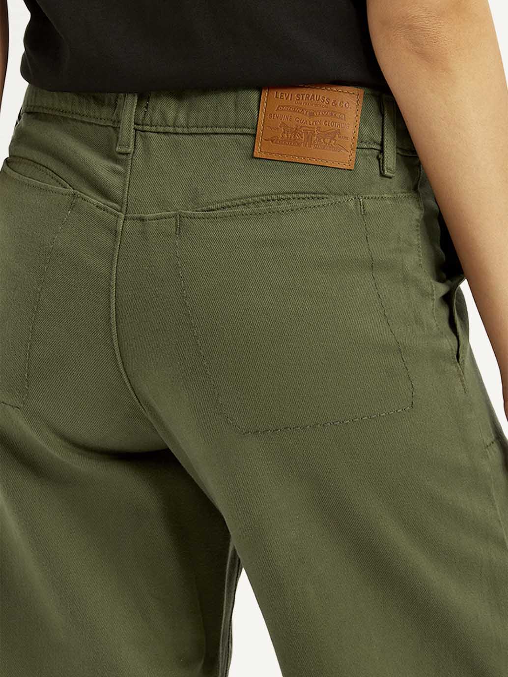 Women's Green Baggy Dad Fit Mid Rise Jeans - Detail View