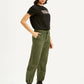 Women's Green Baggy Dad Fit Mid Rise Jeans - Side View