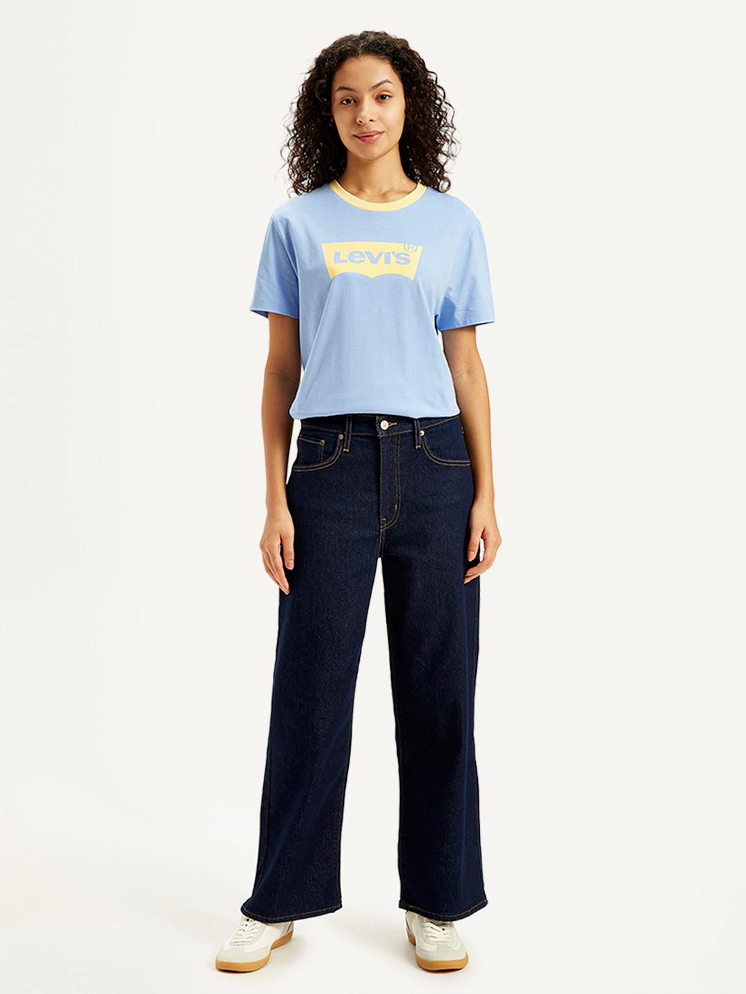 Women's Navy Blue Mile High Wide Leg Fit High Rise Jeans