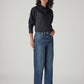 Women's Dark Blue Wide Leg Fit High Rise Jeans - Styleshot View