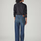 Women's Dark Blue Wide Leg Fit High Rise Jeans - Back View