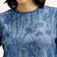 Women's Printed Round Neck Denim Top - Detail View