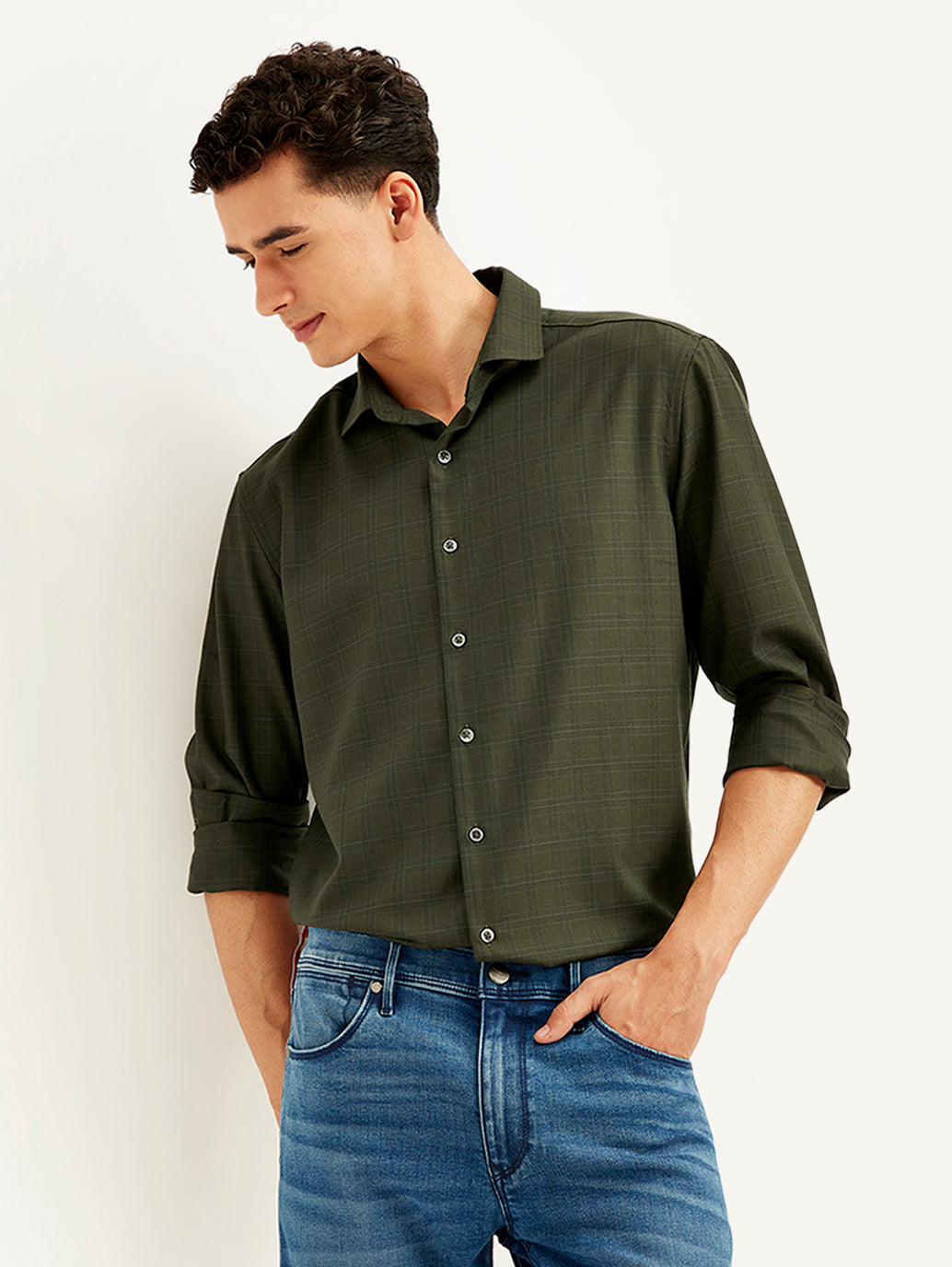 Men's Redloop Checkered Spread Collar Shirt