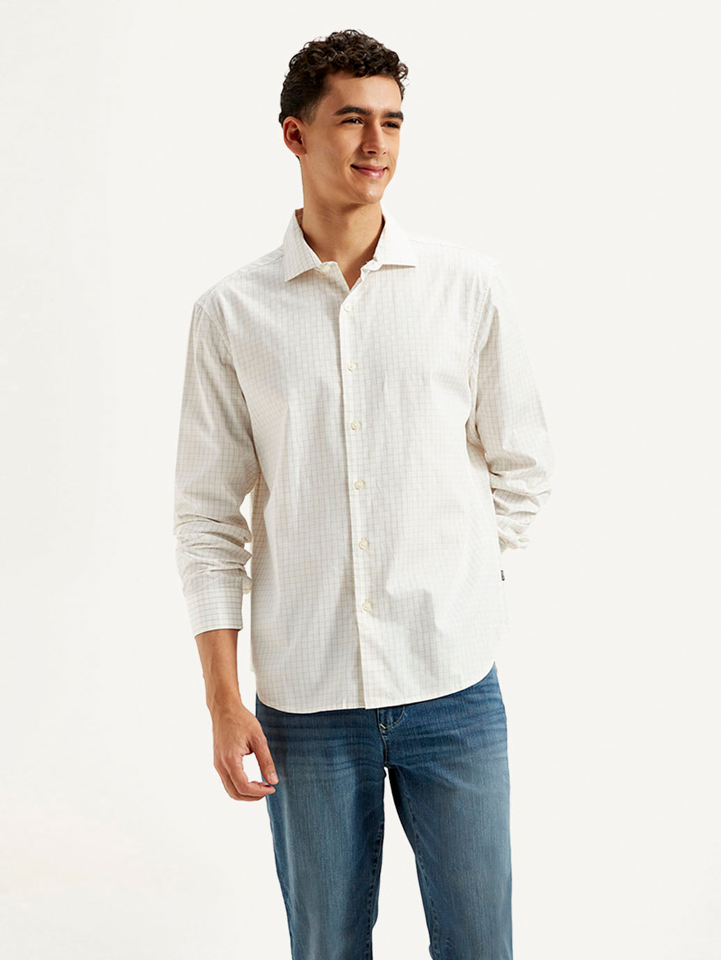 Men's Redloop Checkered Slim Fit Shirt - Front View