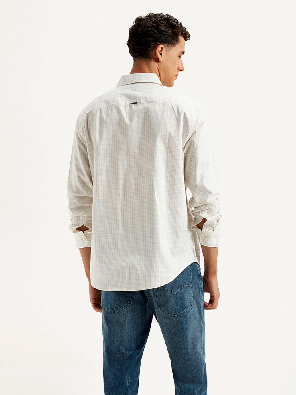 Men's Redloop Checkered Slim Fit Shirt - Back View