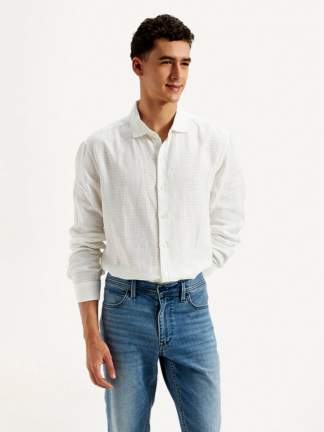 Men's Redloop Checkered Slim Fit Linen Shirt