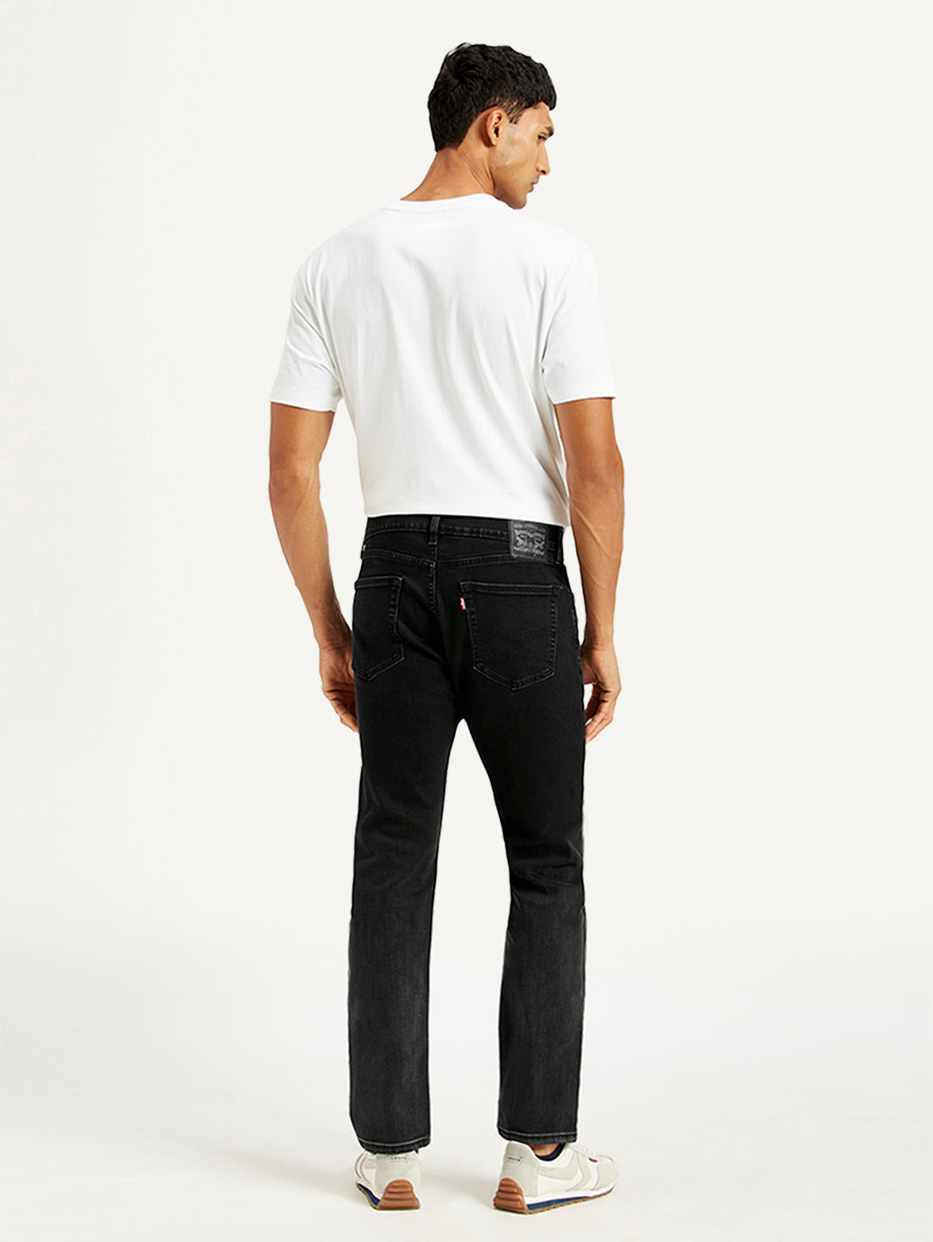 Men's 505 Black Straight Fit Mid Rise Jeans - Back View