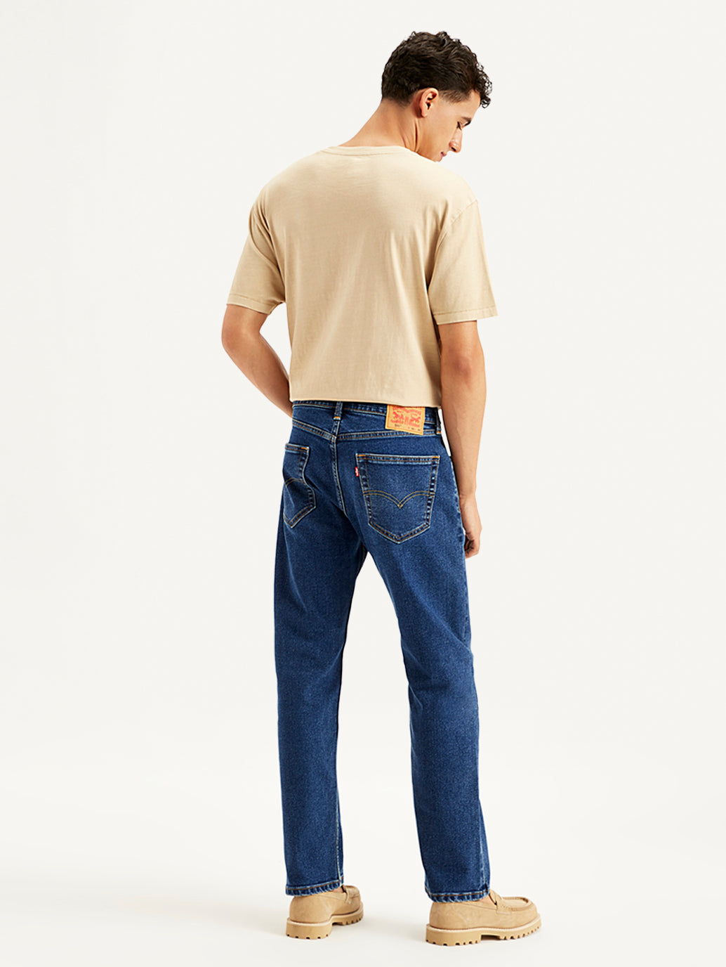 Men's 505 Blue Straight Fit Mid Rise Jeans - Back View
