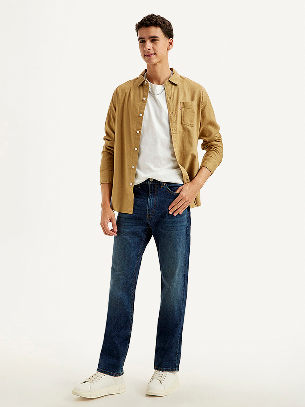 Men's 505 Navy Blue Straight Fit Mid Rise Jeans