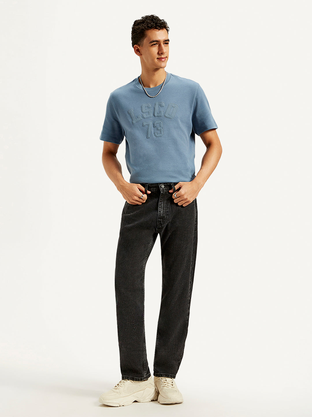 Men's 505 Black Straight Fit Mid Rise Jeans