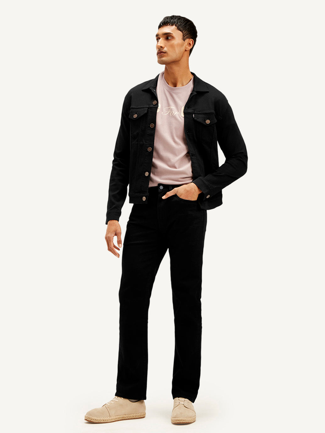 Men's 505 Black Straight Fit Mid Rise Jeans