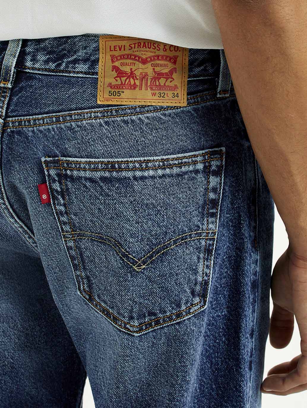Men's 505 Indigo Straight Fit Mid Rise Jeans - Detail View