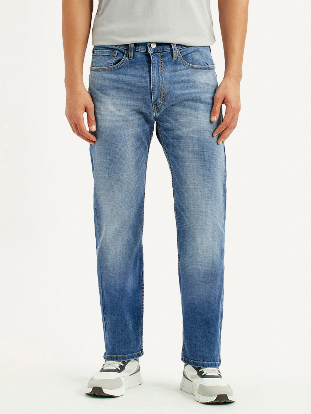 Men's 505 Blue Straight Fit Mid Rise Jeans - Front View