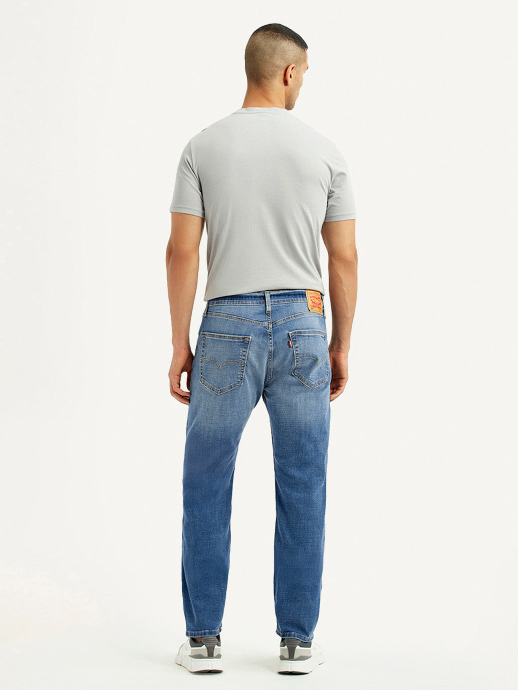 Men's 505 Blue Straight Fit Mid Rise Jeans - Back View