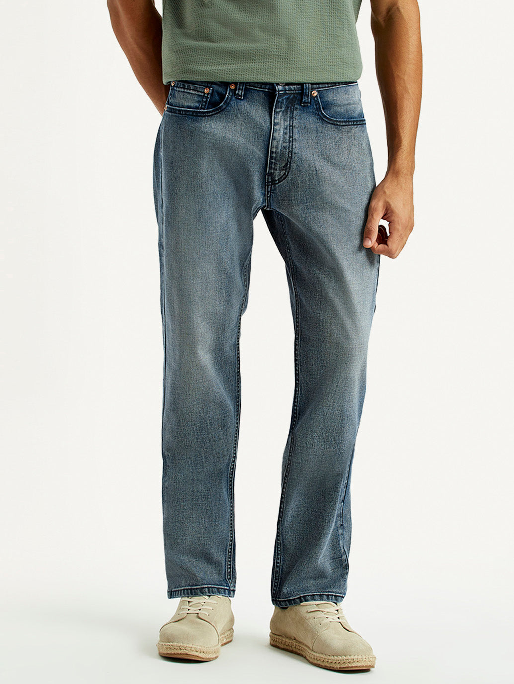 Men's Tinted 505 Dark Indigo Straight Fit Mid Rise Jeans - Front View