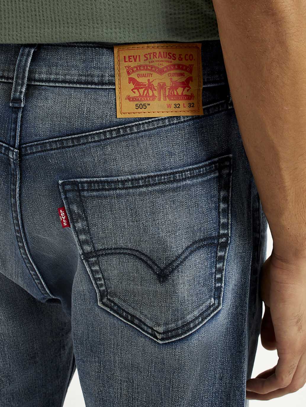 Men's Tinted 505 Dark Indigo Straight Fit Mid Rise Jeans - Detail View