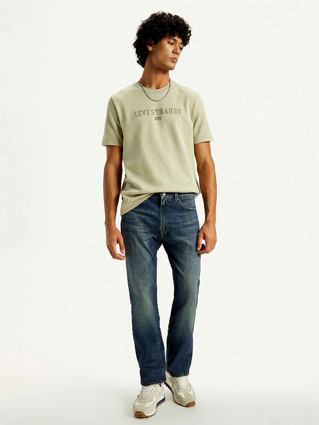 Men's Tinted 505 Med Indigo Straight Fit Mid Rise Jeans - Elevated View