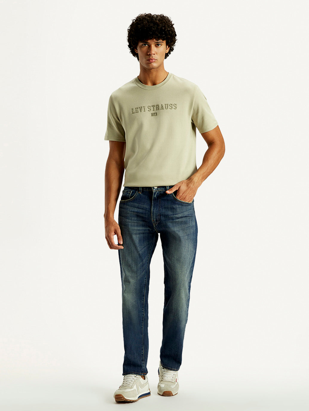 Men's Tinted 505 Med Indigo Straight Fit Mid Rise Jeans - Front View