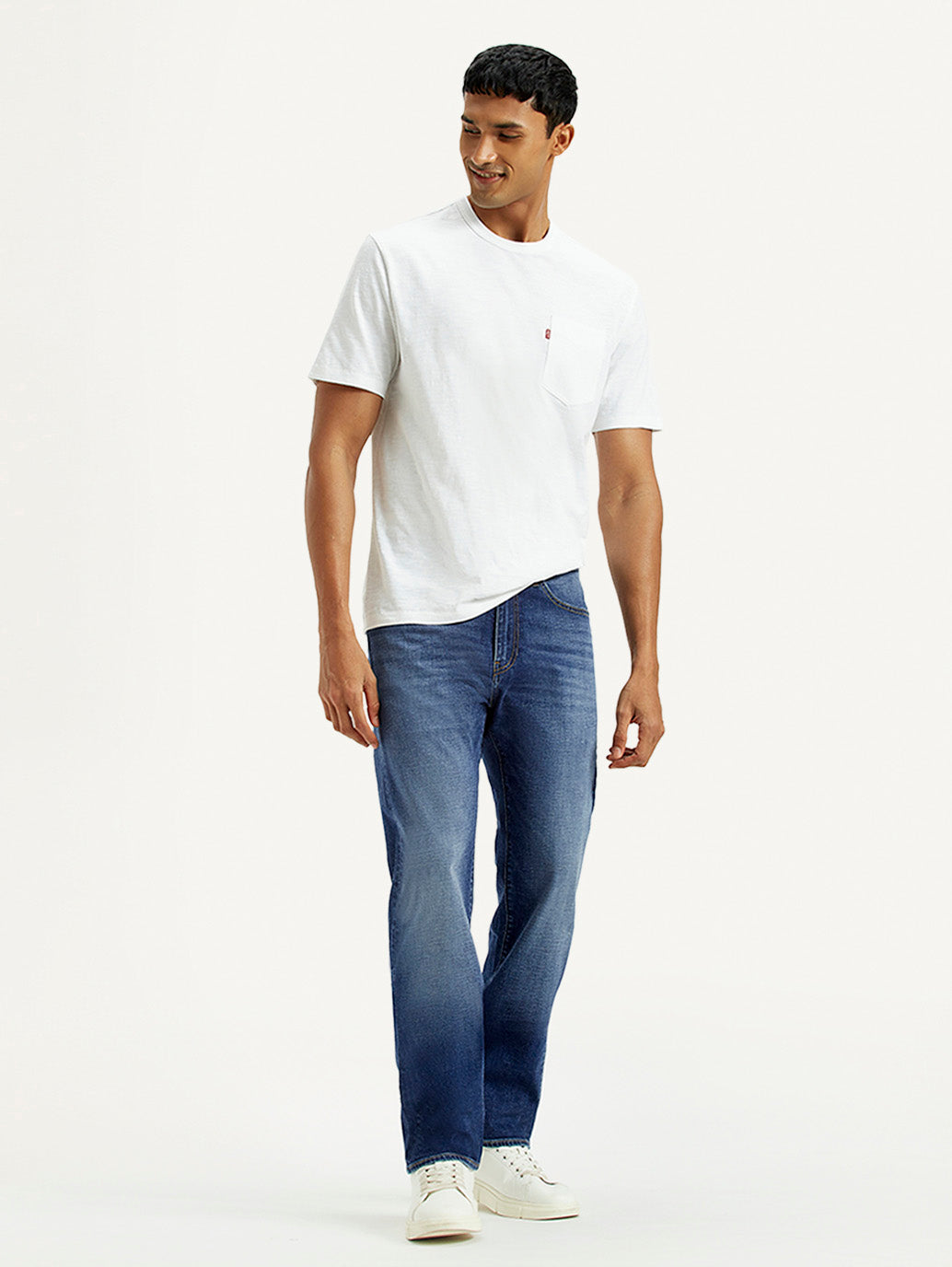 Men's 505 Light Indigo Straight Fit Mid Rise Linen Jeans - Styleshot View