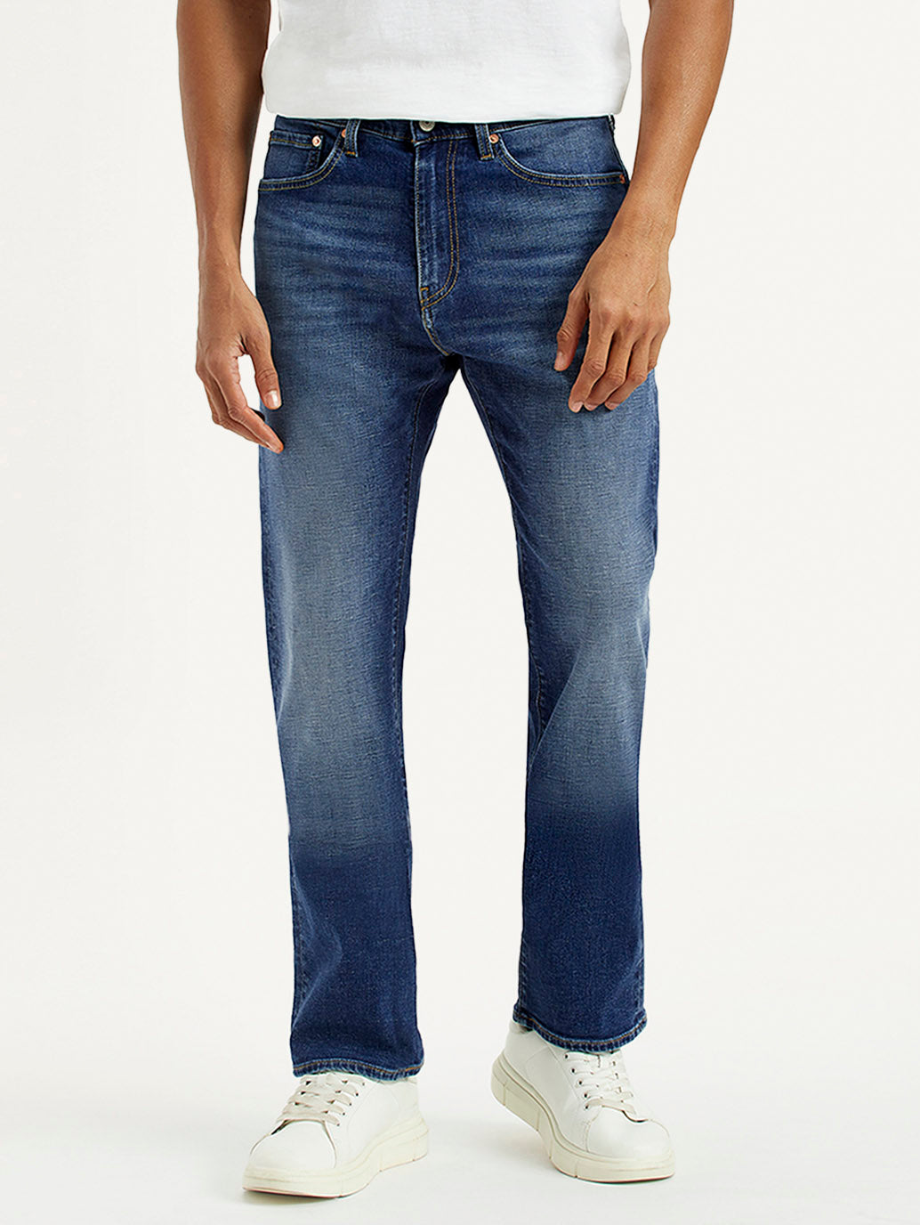 Men's 505 Light Indigo Straight Fit Mid Rise Linen Jeans - Front View
