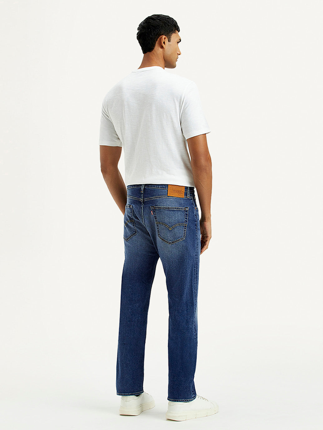 Men's 505 Light Indigo Straight Fit Mid Rise Linen Jeans - Back View