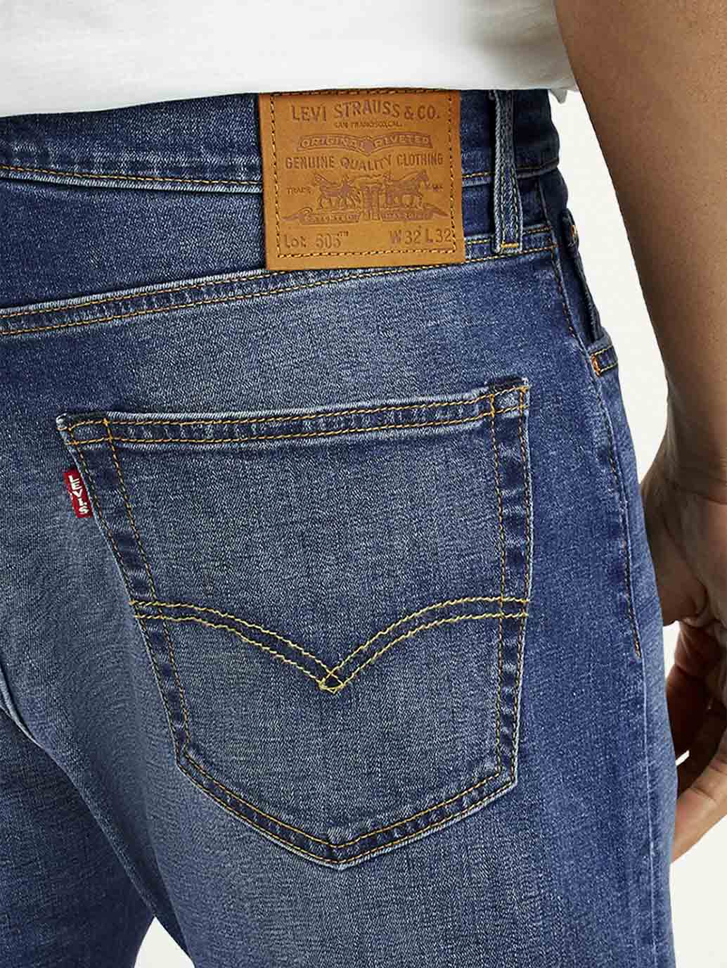 Men's 505 Light Indigo Straight Fit Mid Rise Linen Jeans - Detail View