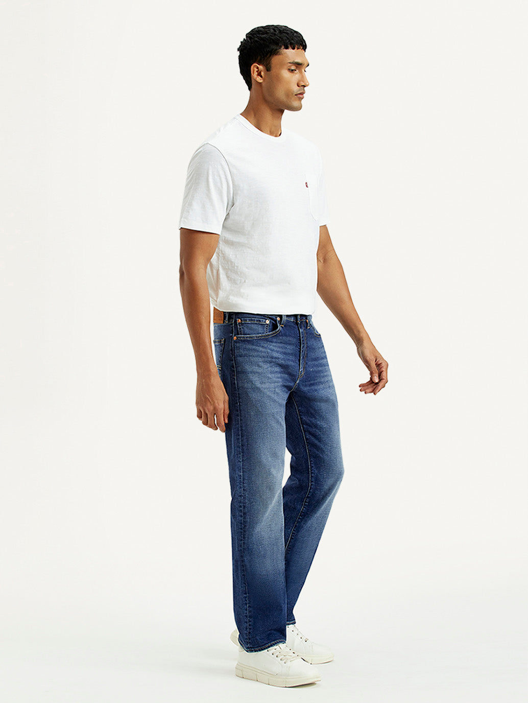 Men's 505 Light Indigo Straight Fit Mid Rise Linen Jeans - Side View