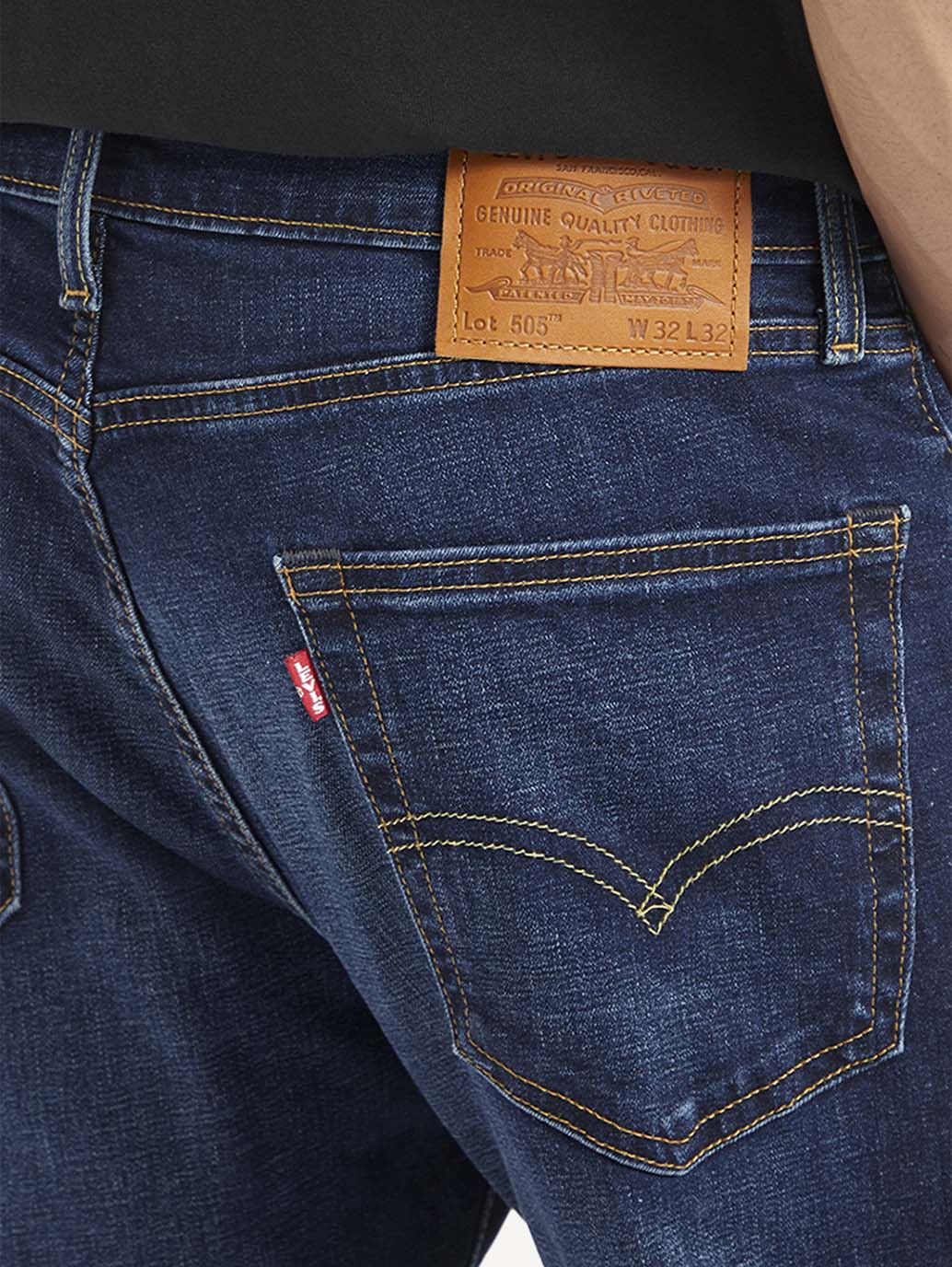 Men's 505 Blue Straight Fit Mid Rise Jeans - Detail View
