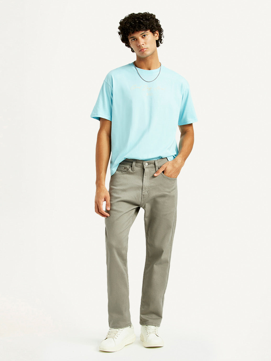 Men's 505 Grey Overdyed Straight Fit Mid Rise Jeans