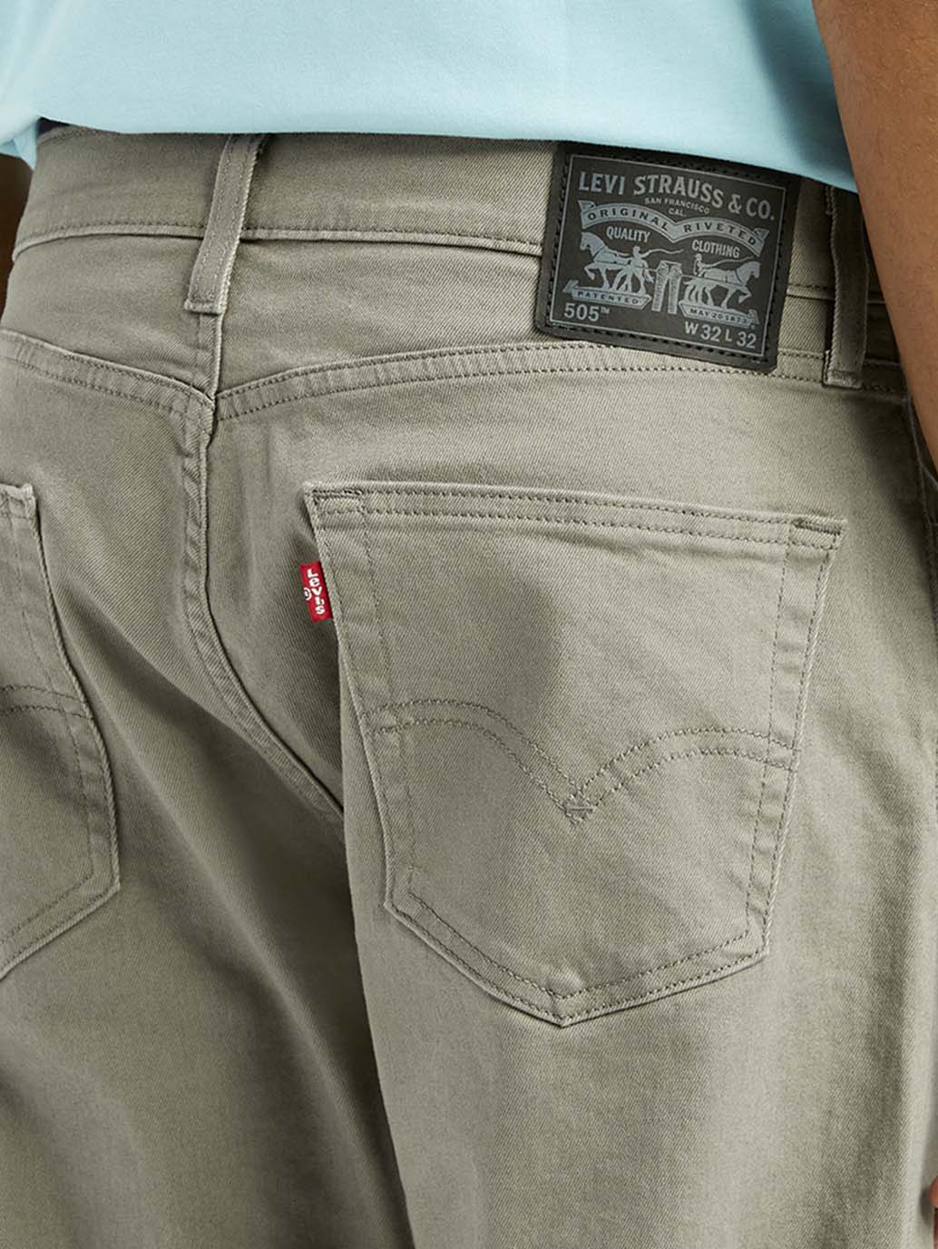 Men's 505 Grey Overdyed Straight Fit Mid Rise Jeans - Detail View