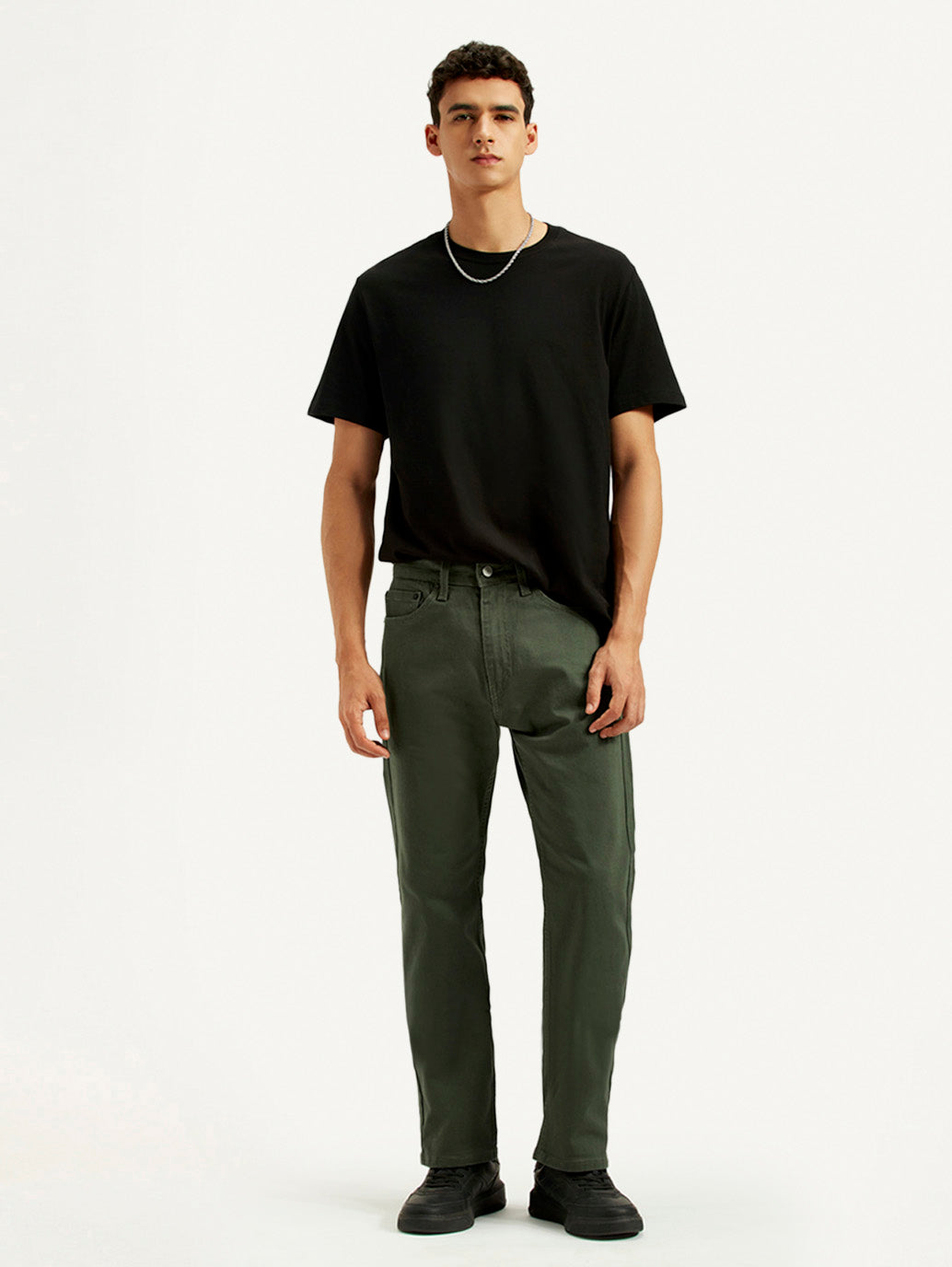 Men's 505 Olive Green Overdyed Straight Fit Mid Rise Jeans