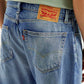 Men's 505 Blue Straight Fit Mid Rise Jeans - Detail View