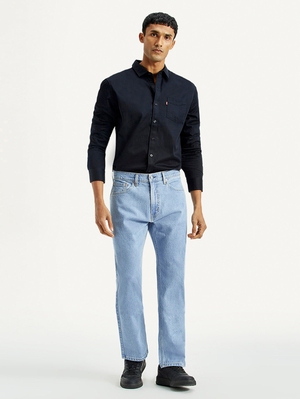 Men's 505 Light Indigo Straight Fit Mid Rise Jeans - Front View