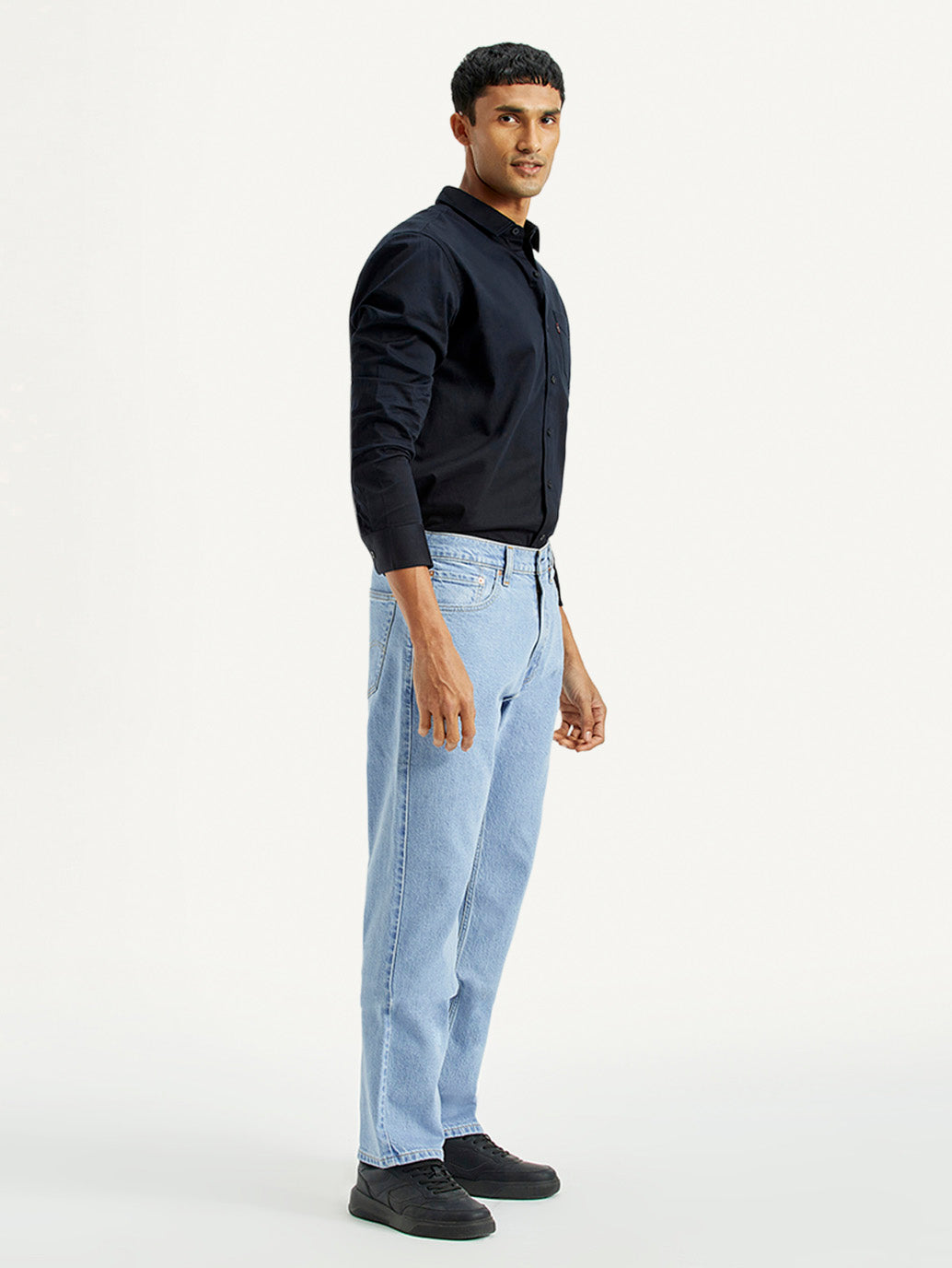 Men's 505 Light Indigo Straight Fit Mid Rise Jeans - Side View