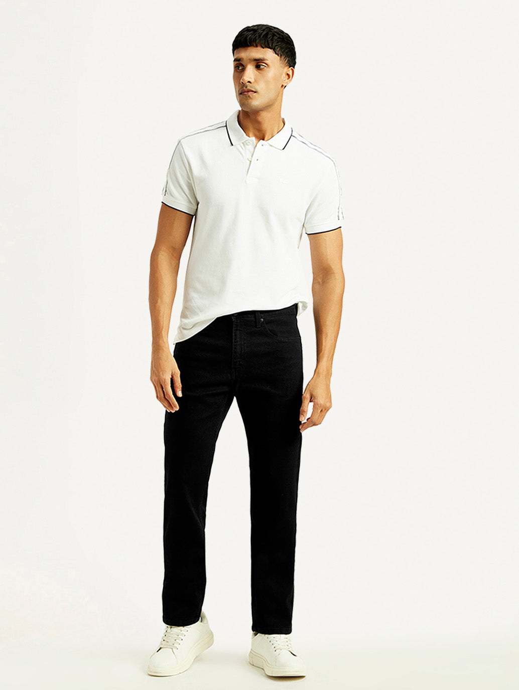 Men's 505 Black Straight Fit Mid Rise Jeans