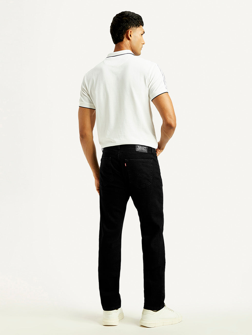 Men's 505 Black Straight Fit Mid Rise Jeans - Back View