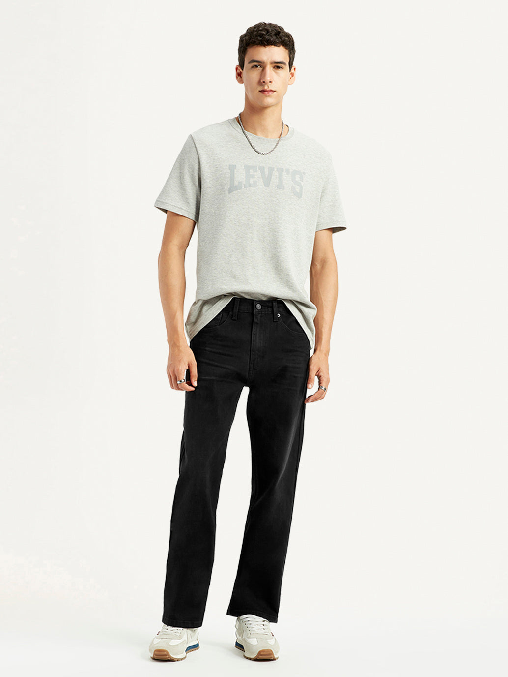 Men's 505 Black Straight Fit Mid Rise Jeans