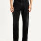 Men's 505 Black Straight Fit Mid Rise Jeans - Front View