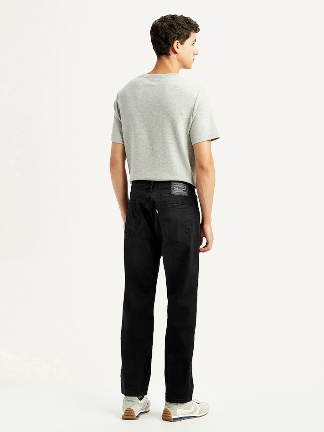 Men's 505 Black Straight Fit Mid Rise Jeans - Back View