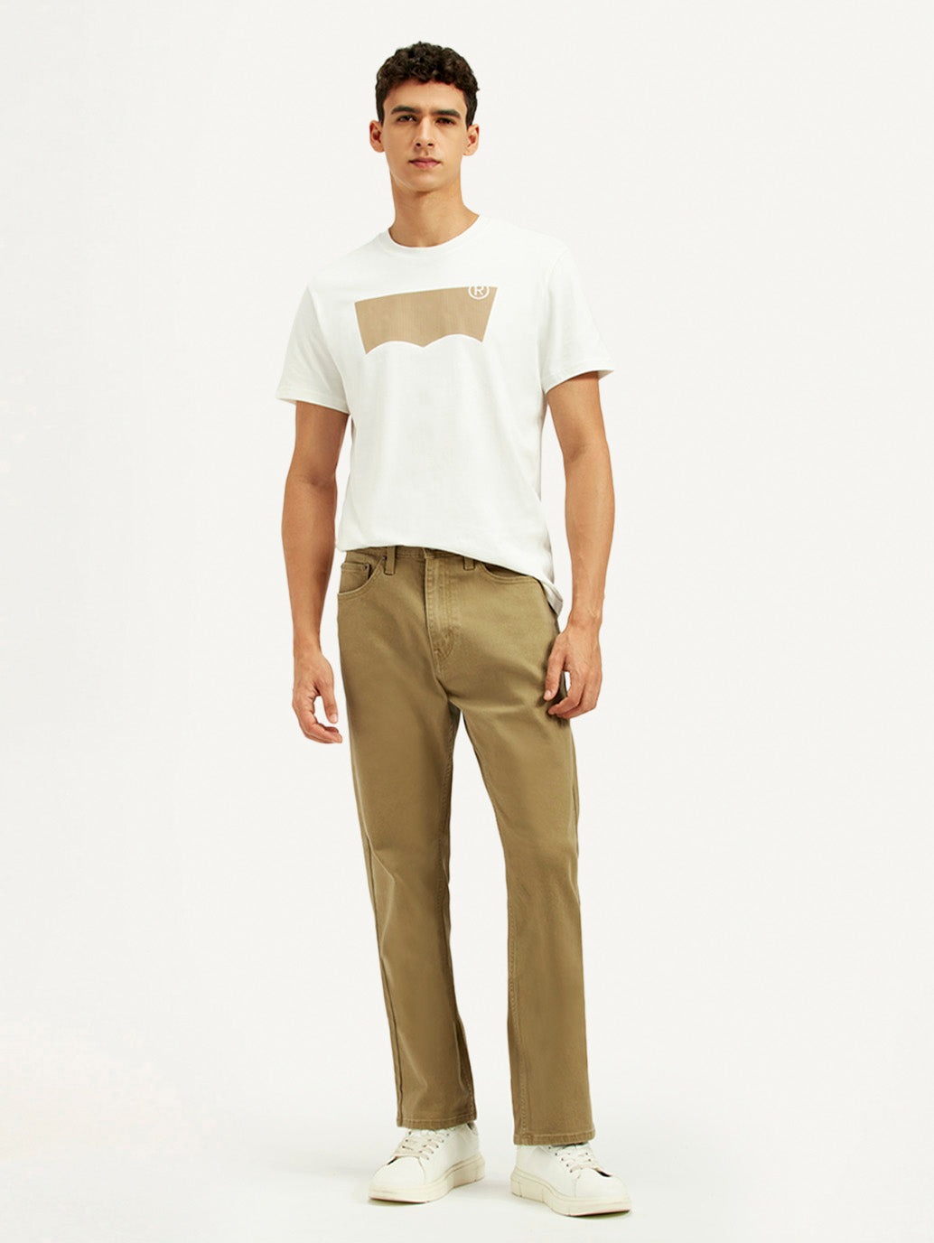 Men's 505 Khaki Overdyed Straight Fit Mid Rise Jeans