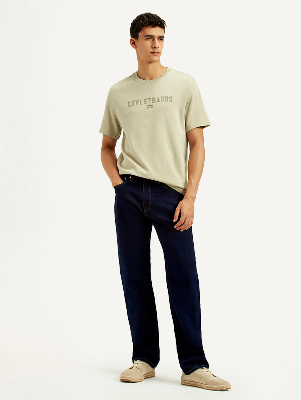 Men's 505 Navy Blue Straight Fit Mid Rise Jeans - Styleshot View