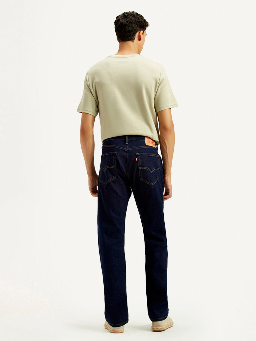 Men's 505 Navy Blue Straight Fit Mid Rise Jeans - Back View