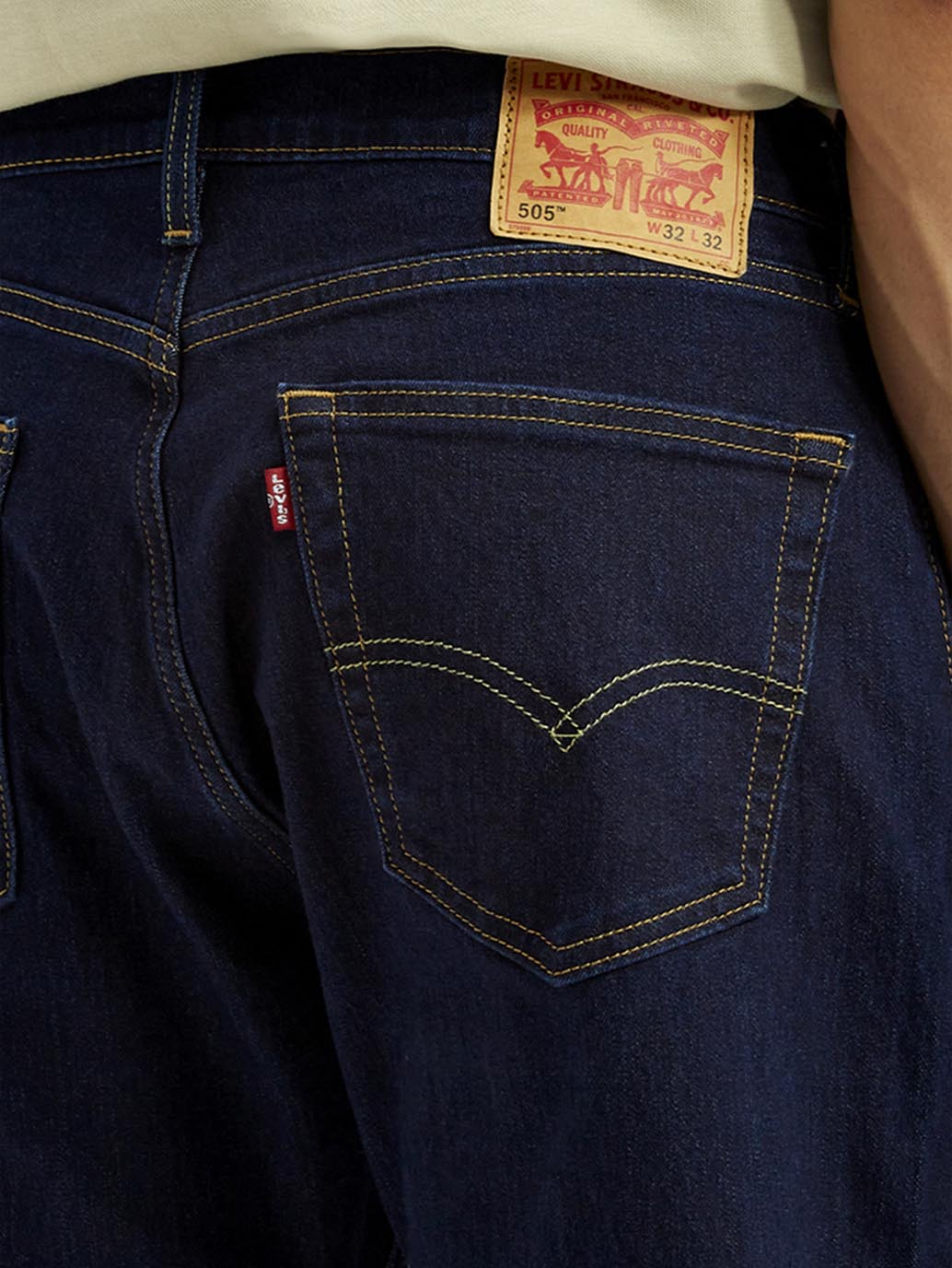 Men's 505 Navy Blue Straight Fit Mid Rise Jeans - Detail View