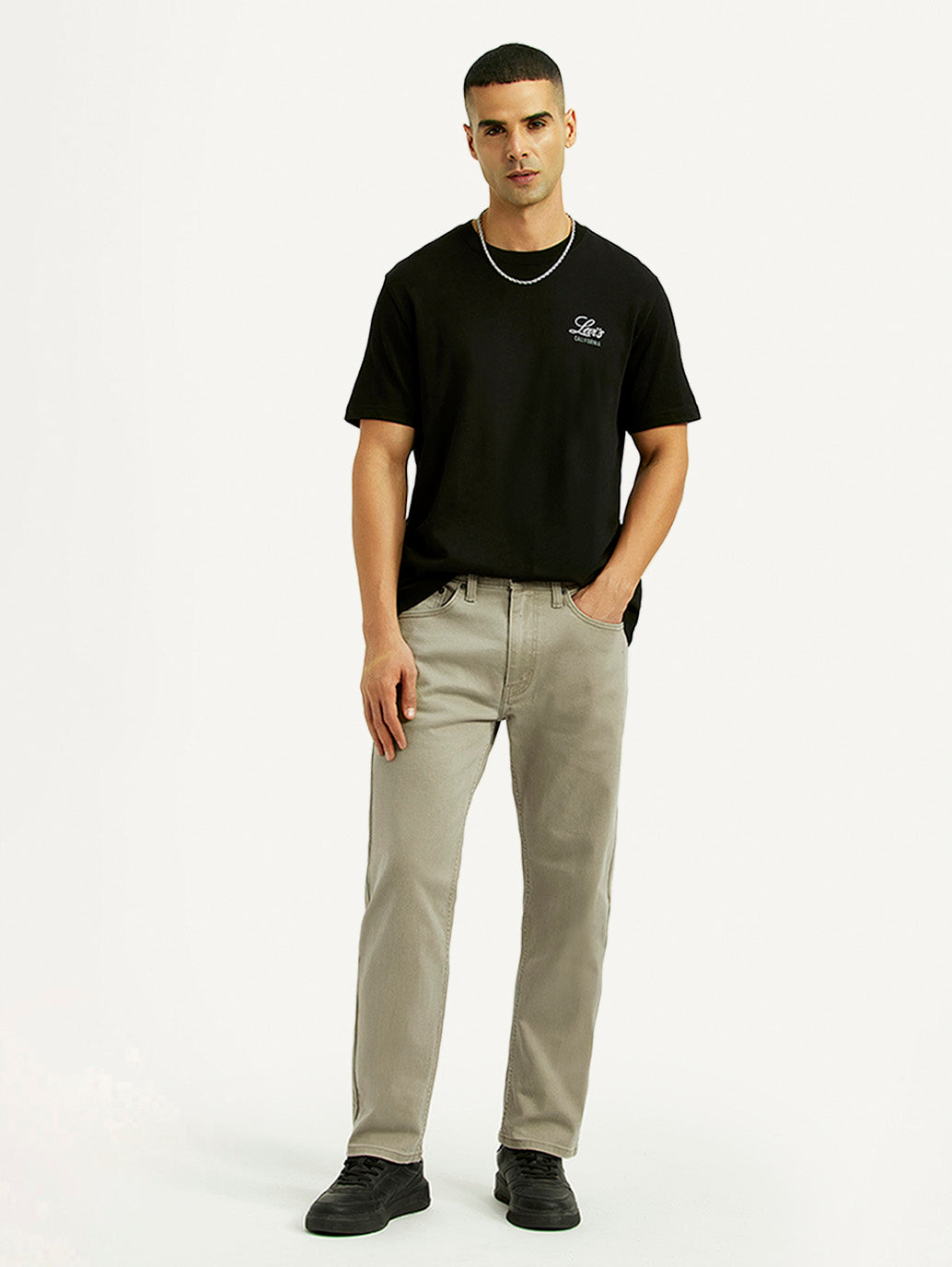 Men's 505 Grey Straight Fit Mid Rise Overdyed Jeans